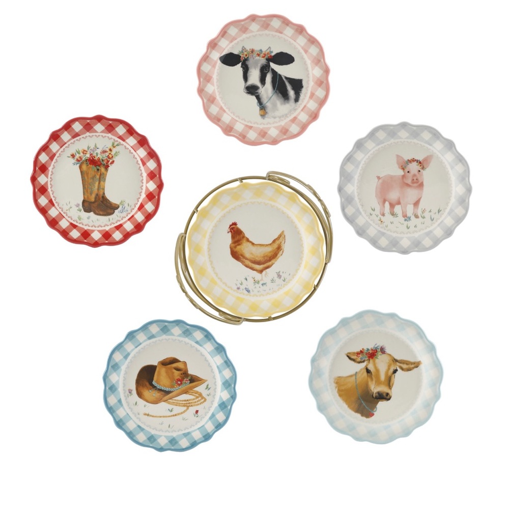 The Pioneer Woman 6- 7 inch Novelty Plates .7 piece set